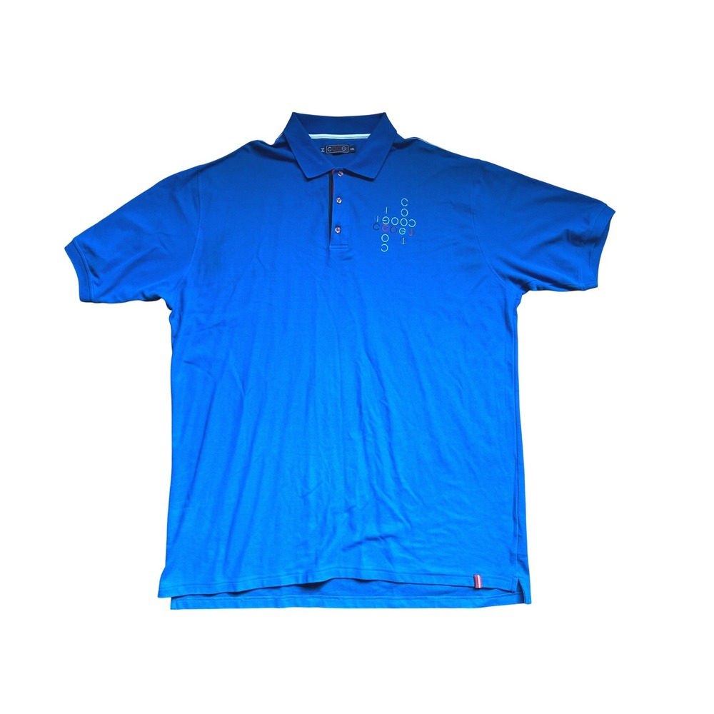 Coogi Mens 4XL Blue Embroidered Logo Pique Cotton Short Sleeve Polo Shirt Y2K